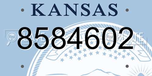 8584602 Kansas License Plate