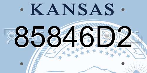 85846D2 Kansas License Plate
