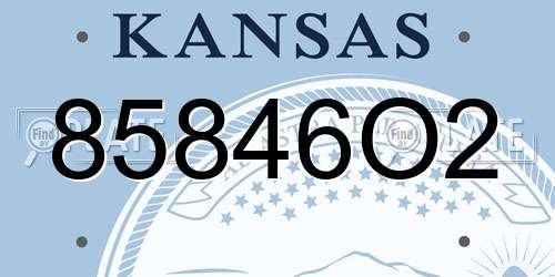 85846O2 Kansas License Plate