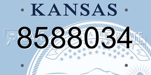 8588034 Kansas License Plate