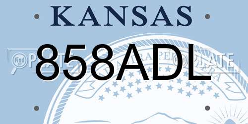 858ADL Kansas License Plate