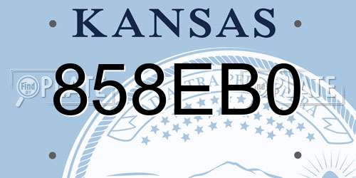 858EB0 Kansas License Plate