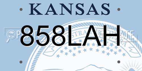 858LAH Kansas License Plate