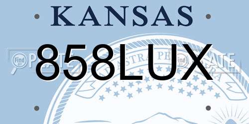 858LUX Kansas License Plate