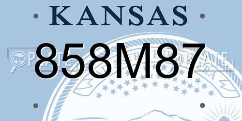 858M87 Kansas License Plate