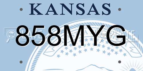 858MYG Kansas License Plate