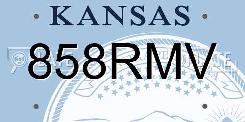858RMV Kansas License Plate