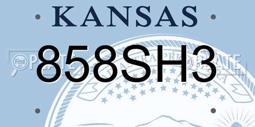 858SH3 Kansas License Plate