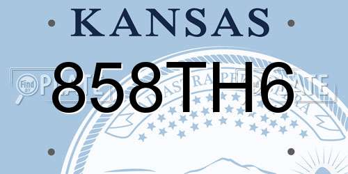 858TH6 Kansas License Plate