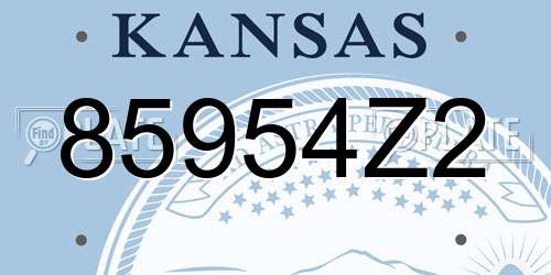 85954Z2 Kansas License Plate