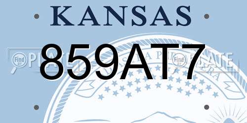 859AT7 Kansas License Plate