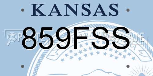 859FSS Kansas License Plate