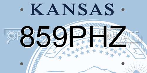 859PHZ Kansas License Plate