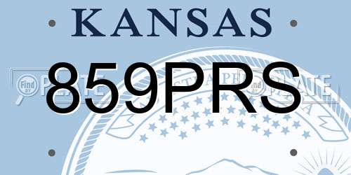 859PRS Kansas License Plate