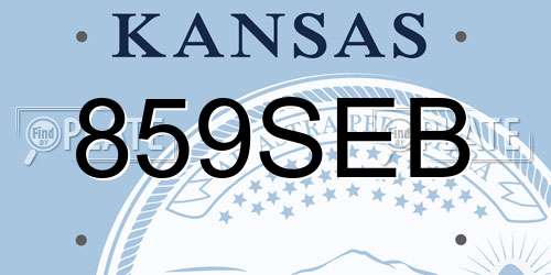 859SEB Kansas License Plate