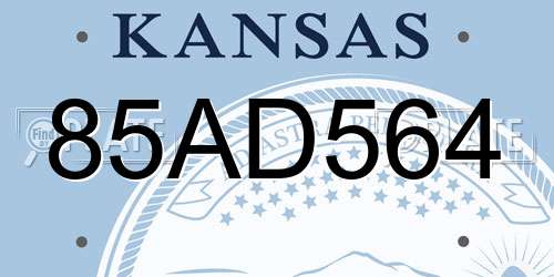 85AD564 Kansas License Plate