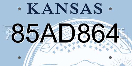 85AD864 Kansas License Plate