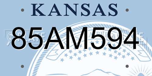 85AM594 Kansas License Plate