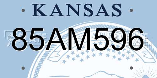 85AM596 Kansas License Plate