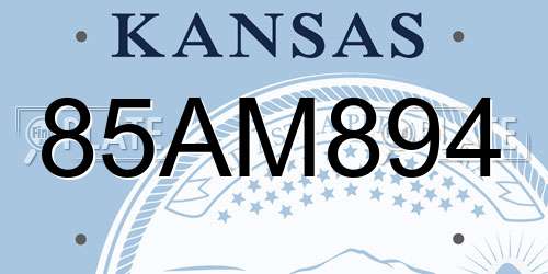 85AM894 Kansas License Plate