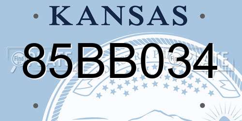 85BB034 Kansas License Plate