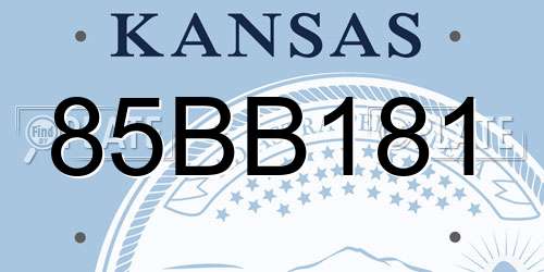 85BB181 Kansas License Plate