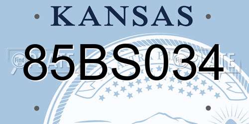 85BS034 Kansas License Plate
