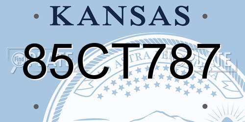 85CT787 Kansas License Plate