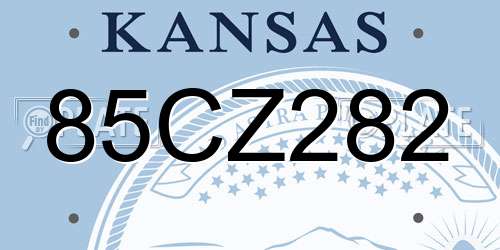 85CZ282 Kansas License Plate