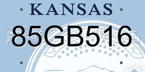 85GB516 Kansas License Plate