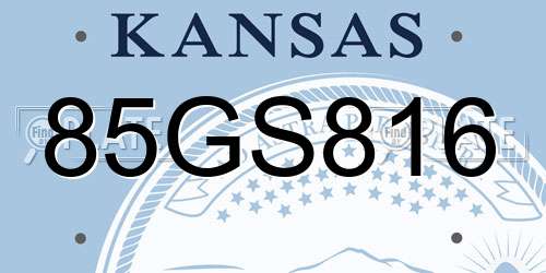 85GS816 Kansas License Plate