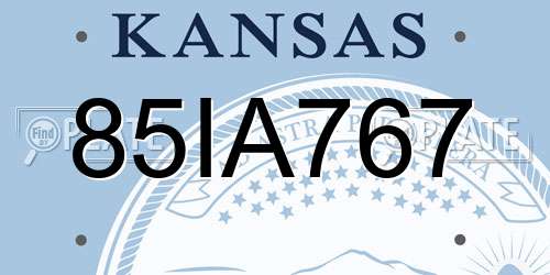 85IA767 Kansas License Plate