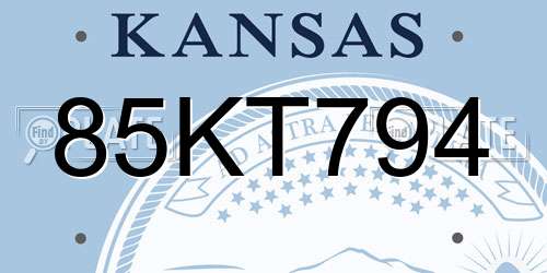 85KT794 Kansas License Plate