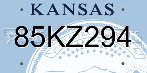 85KZ294 Kansas License Plate