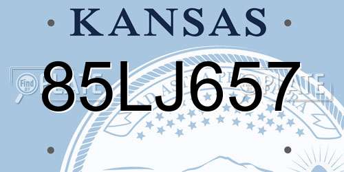 85LJ657 Kansas License Plate