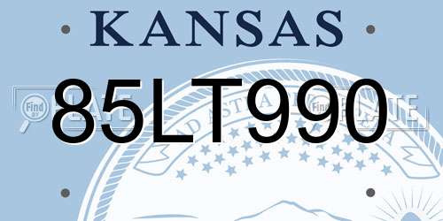 85LT990 Kansas License Plate