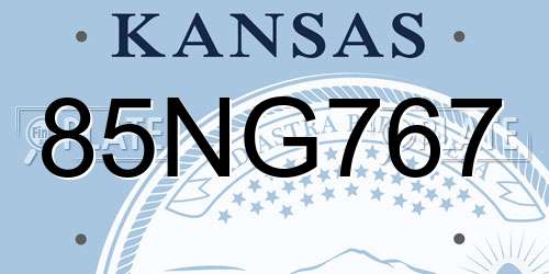 85NG767 Kansas License Plate