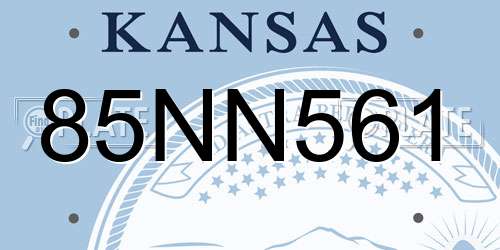 85NN561 Kansas License Plate