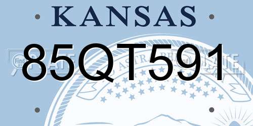 85QT591 Kansas License Plate