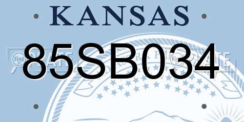 85SB034 Kansas License Plate