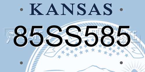 85SS585 Kansas License Plate