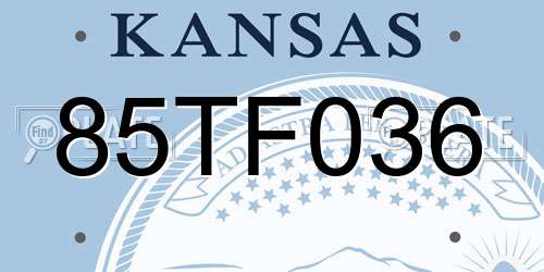 85TF036 Kansas License Plate
