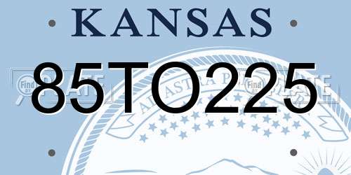 85TO225 Kansas License Plate