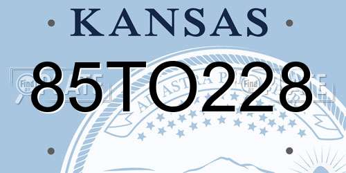 85TO228 Kansas License Plate