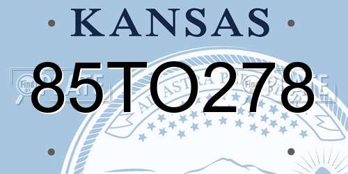 85TO278 Kansas License Plate