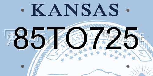 85TO725 Kansas License Plate
