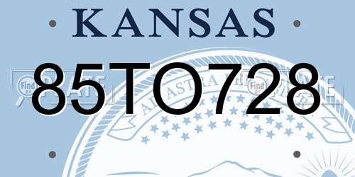 85TO728 Kansas License Plate
