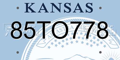 85TO778 Kansas License Plate