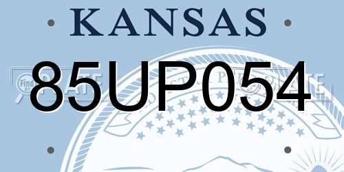 85UP054 Kansas License Plate