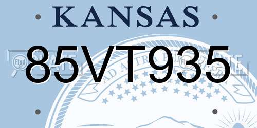 85VT935 Kansas License Plate